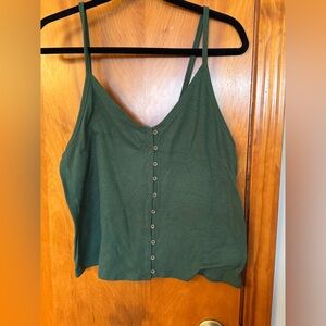 Green Button-Front Women's Top
